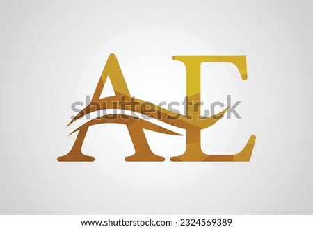 Low Poly and Initial AE Letter logo design, Vector design concept