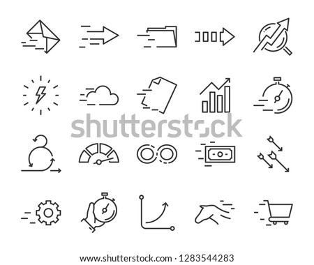 set of speed icon, such as, fast, run, send, boost, growth