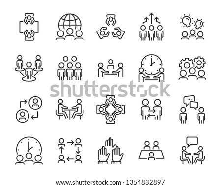 set of business people icons, such as meeting, team, structure, communication, member, group 商業照片 © 