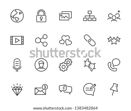 set of communication icons, such as social media, address, application