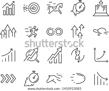 set of speed icons, such as fast, sending, accelerate, rising