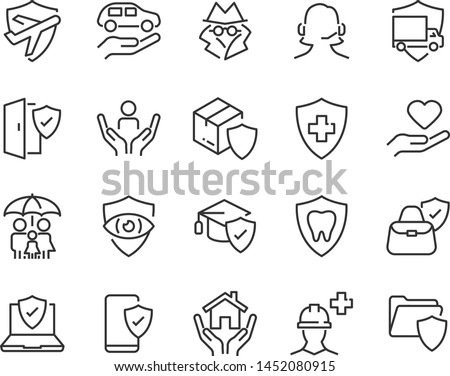 set of insurance icons, such as risk, help, service, care