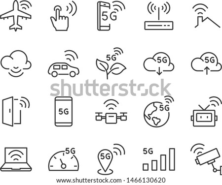 set of 5g icons, such as wifi, internet, iot, cloud, technology, smart home, network, connect
