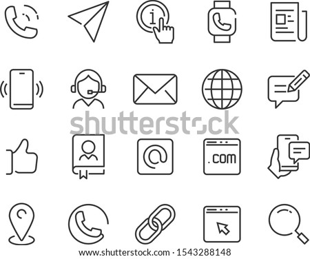 set of contact icons, address, phone