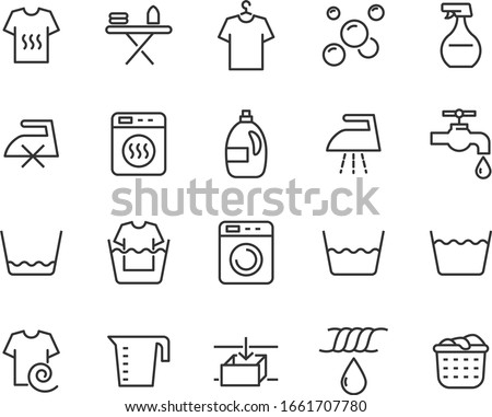 set of laundry icons, clean, housekeeping