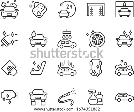 set of auto care icons, car wash service
