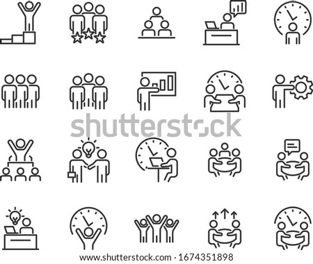 set of business icons, teamwork, working, meeting, management, people