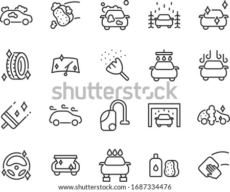 set of car washing icons, washing service