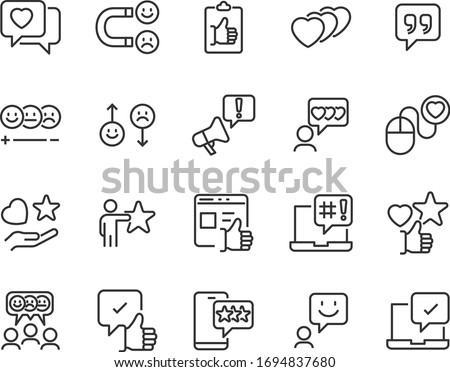 set of feedback icons, research, comment, review, customer, survey, social media
