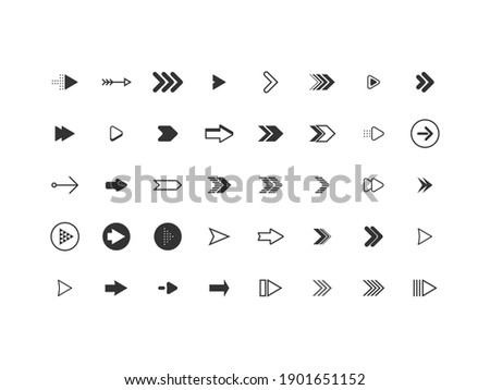 set of arrow icons, objects, direction