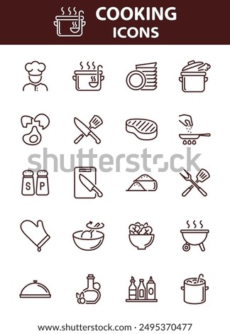 Set of cooking icons, restuarant, kitchen, 