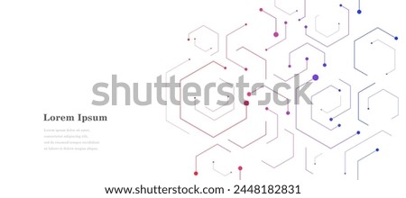 abstract red blue hexagon. geometric texture background. scientific technology. network concept.