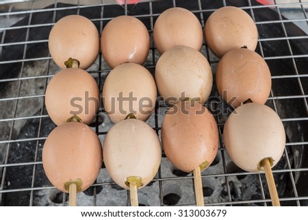 Eggs on the barbecue grill