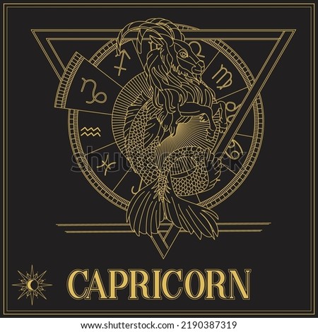 Zodiac Sign Capricorn Line Art Astronomy Tarot