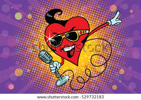 Valentine heart singer in the Elvis style