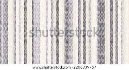 Seamless textured lines in vertical stripes. Vector repeat dotted pattern in navy blue and off-white ground for background, bedding, rug, home textiles, fabric, shower curtain, apparel, gift, fashion.