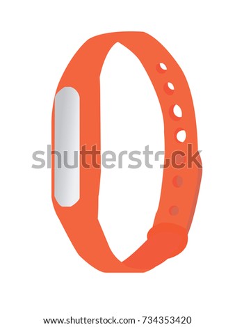 Orange fitness bracelet vector illustration.