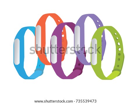 Fitness bracelets set. Different colors. Vector illustration