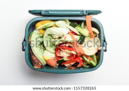Food waste from domestic kitchen Responsible disposal of household food wastage in an environnmentally friendly way by recycling in compost bin at home Photo stock © 