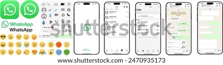 WhatsApp mockup. Set of WhatsApp screens social media and social network interface template on IPhone. Vector Illustration