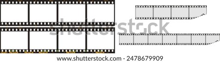 Vector pack of photographic analog films borders with barcodes. Vector illustration