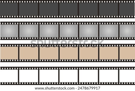 Vector pack of photographic analog films borders with barcodes (version 3). Vector illustration