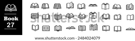 Books Icons - Vector Line. Editable Stroke. Vector illustration