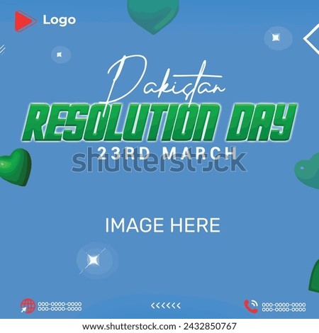 Pakistan resolution day 23 march 1940 holiday of march with green background | 23 march resolution day pakistan celebration instagram stories instagram and facebook post template | Pakistan resolution