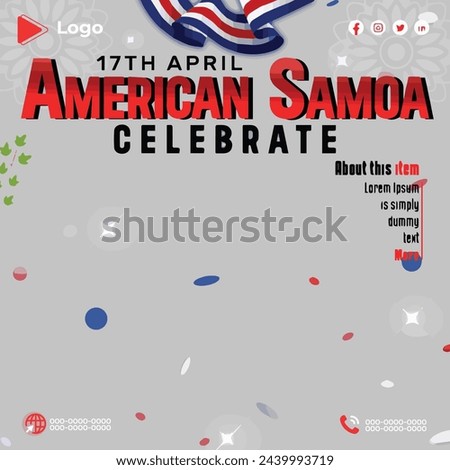 American samoa flag day holiday of samoa post design | American samoa flag day celebration social media poster and web banner design template | American samoa instagram and facebook post template