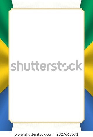 Vertical  frame and border with colors of Gabon flag, template elements for your certificate and diploma. Vector.