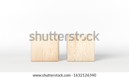 Two wooden blocks isolated on white background. 3d illustration. Stock foto © 