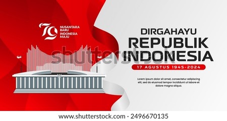 INDONESIA INDEPENDENCE DAY WITH IKN NUSANTARA THE STATE CAPITAL ICON. FOR BANNER AND SOCIAL MEDIA POSTER