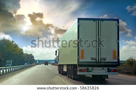 The truck on asphalt road