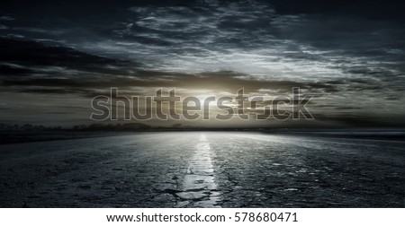 Similar – Image, Stock Photo Rural dirt road with trees. Beautiful countryside sunset