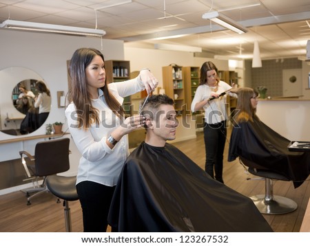 Customers and Hairdressers in the Beauty shop