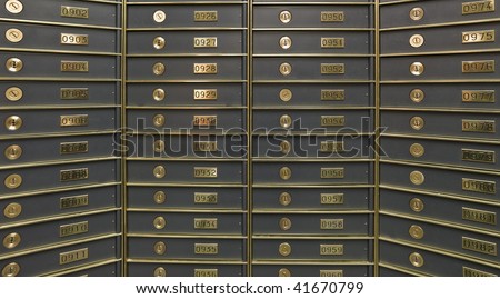 Rows of luxurious safe deposit boxes in a bank vault