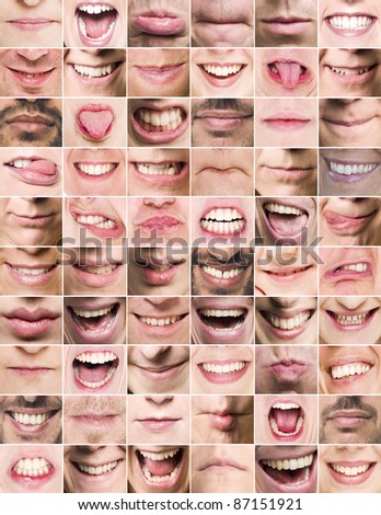 Collage of mouths with different expressions
