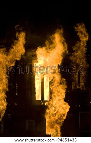 Apartment building on Fire at Night time