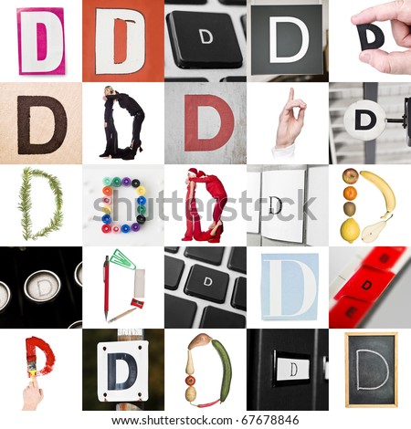 Collage with 25 images with letter D Photo stock © 