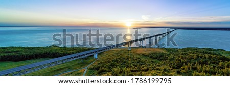 Image, Stock Photo Large bridge over river with cars traffic