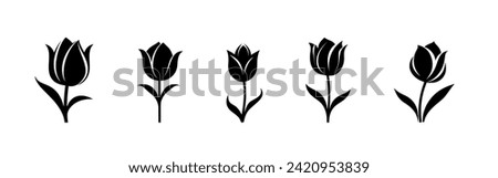 tulip flower silhouette - flat design icon