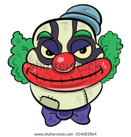 Horror Clown Scary With Red Lips, Aqua Hat, Green Hair Creepy Halloween ...