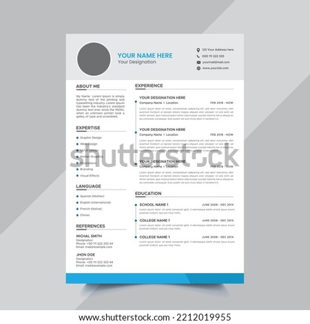 Corporate modern elegant resume template design