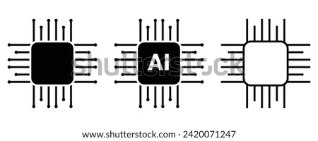 Ai icon Filled And Line. Set of Ai icon vector. Artificial intelligence Ai Chip Information concept. Vector Illustration.