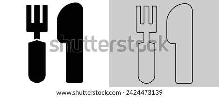 Fork and knife icon vector. Linear and filled icon. Simple Flat Shape Restaurant or Cafe Place sign. Ui and Web. Illustration Concept.