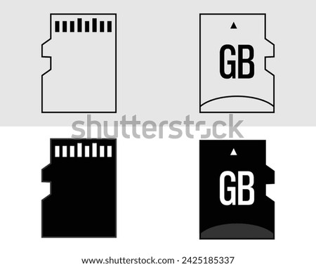 SD card icon. Stroke outline style And filled style Vector. Isolate  background. Illustration Concept.