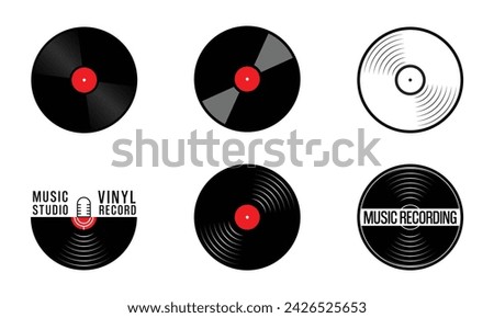 Modern vinyl record icon Filled And Linear. Set of Vinyl record Icons. Vector illustration Concept.