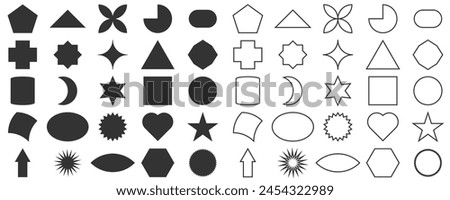 Geometric shape icon set. Linear And filled large collection basic figures. isolated on white background. Vector illustration concept.