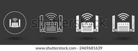 Router linear, filled, realistic various icon. Router related signal icon isolated, wifi router icon. Vector illustration concept.
