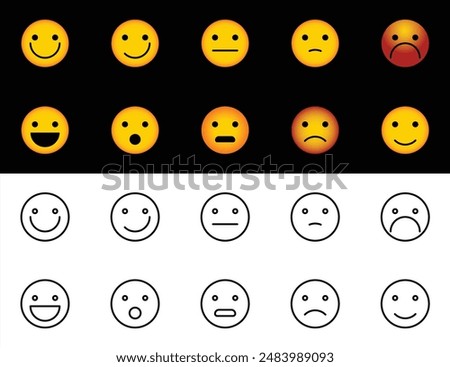 Emoji icon sets. Ui, website, app and Professional Work Labels. linear and filled emoji collection. Face Emoticon Sticker. Vector illustration concept.